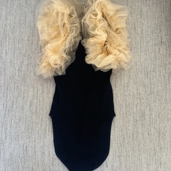 ZARA ribbed bodysuit with tulle trim NWT - Picture 6 of 6